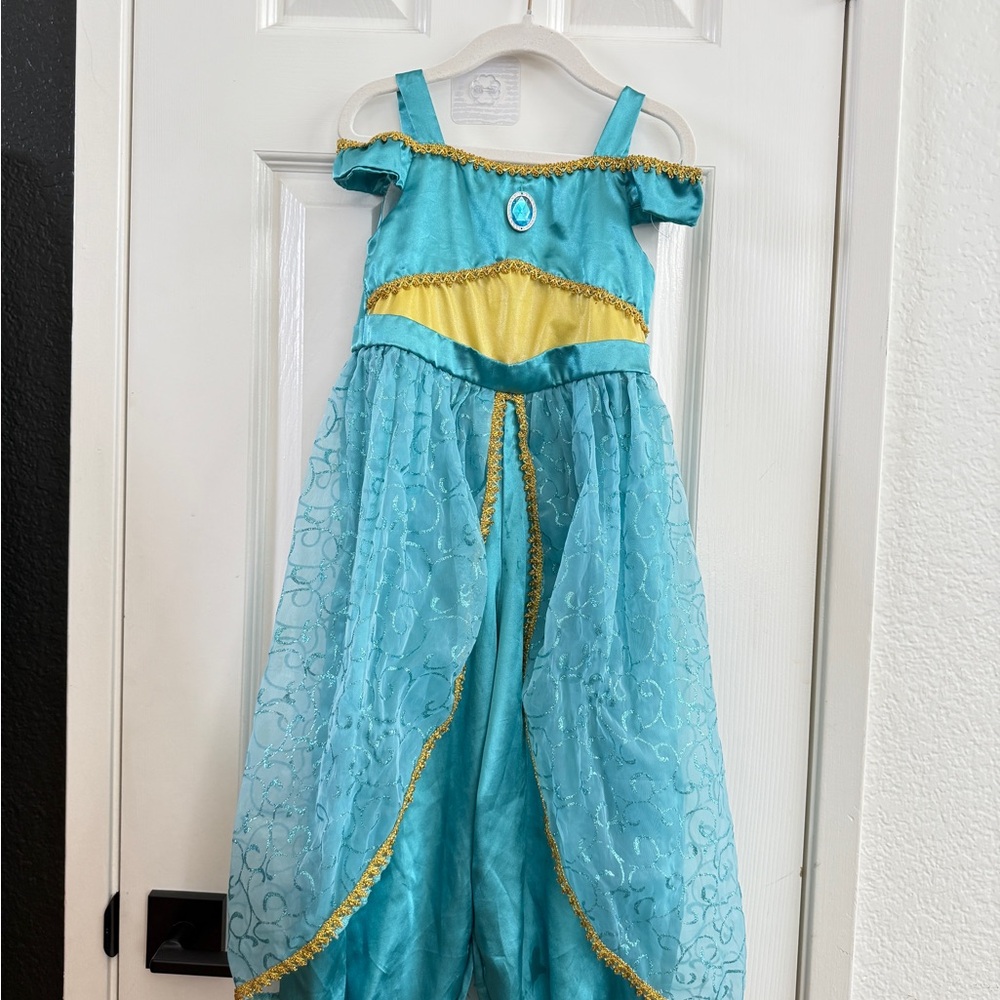 Kids Princess Jasmine Costume - Satin Blue with Gold accents